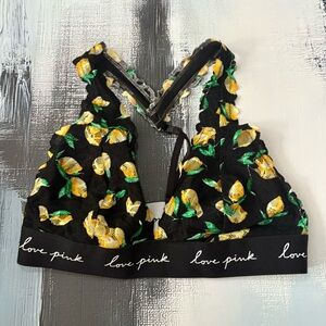 Victoria’s Secret PINK Lemon Print Lace Bralette Triangle Bra Size S